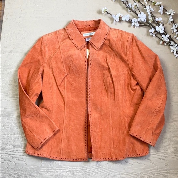 Coldwater Creek Jackets & Blazers - NEW Suede Leather Coldwater Creek Stitch Jacket
